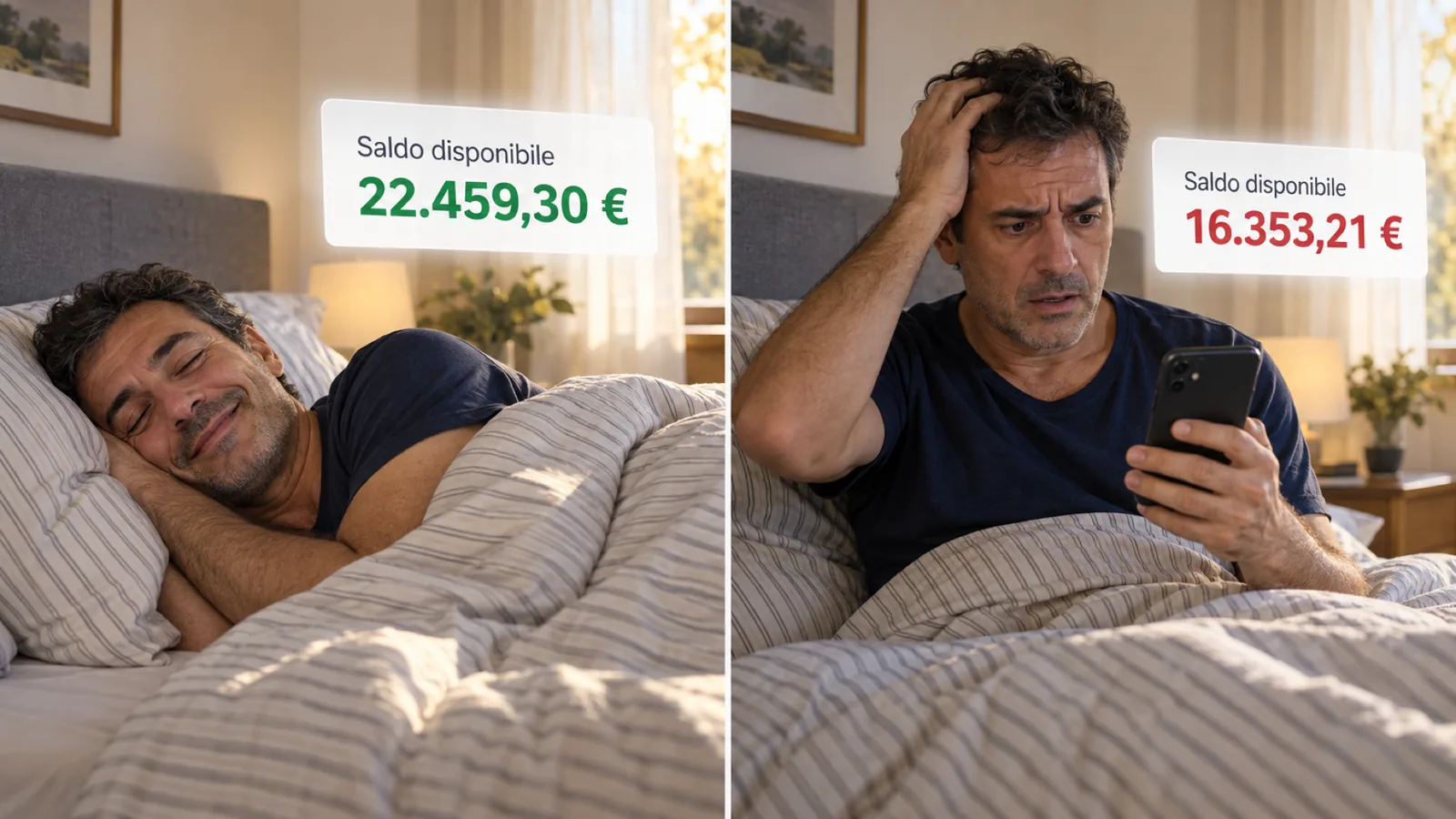 Lo stesso conto prima e dopo la notte: da 22.459,30 € a 16.353,21 €